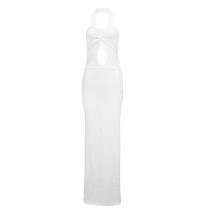 Robe longue dos nu élégante à silhouette sculptée